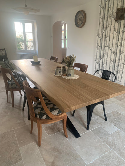 Solid oak table and white sled legs - AURORE 