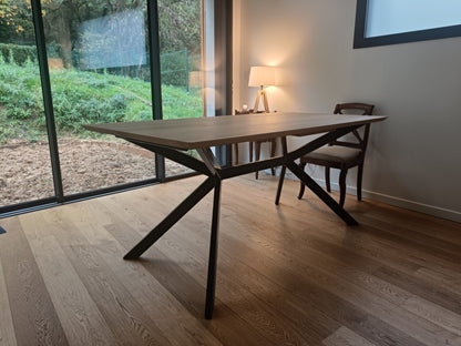 Solid oak table and white sled legs - AURORE 