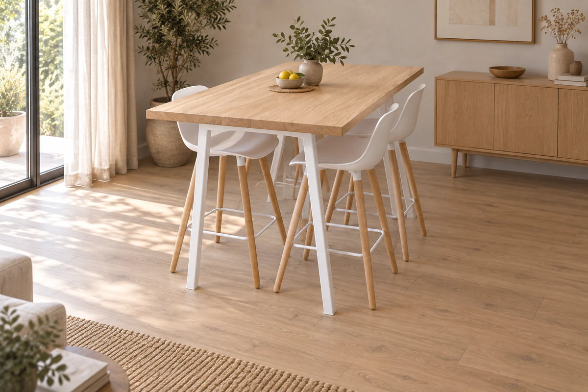 Solid oak table and white sled legs - AURORE 