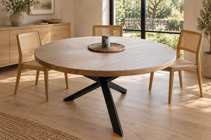 Round solid oak table with diamond legs - EQUINOXE